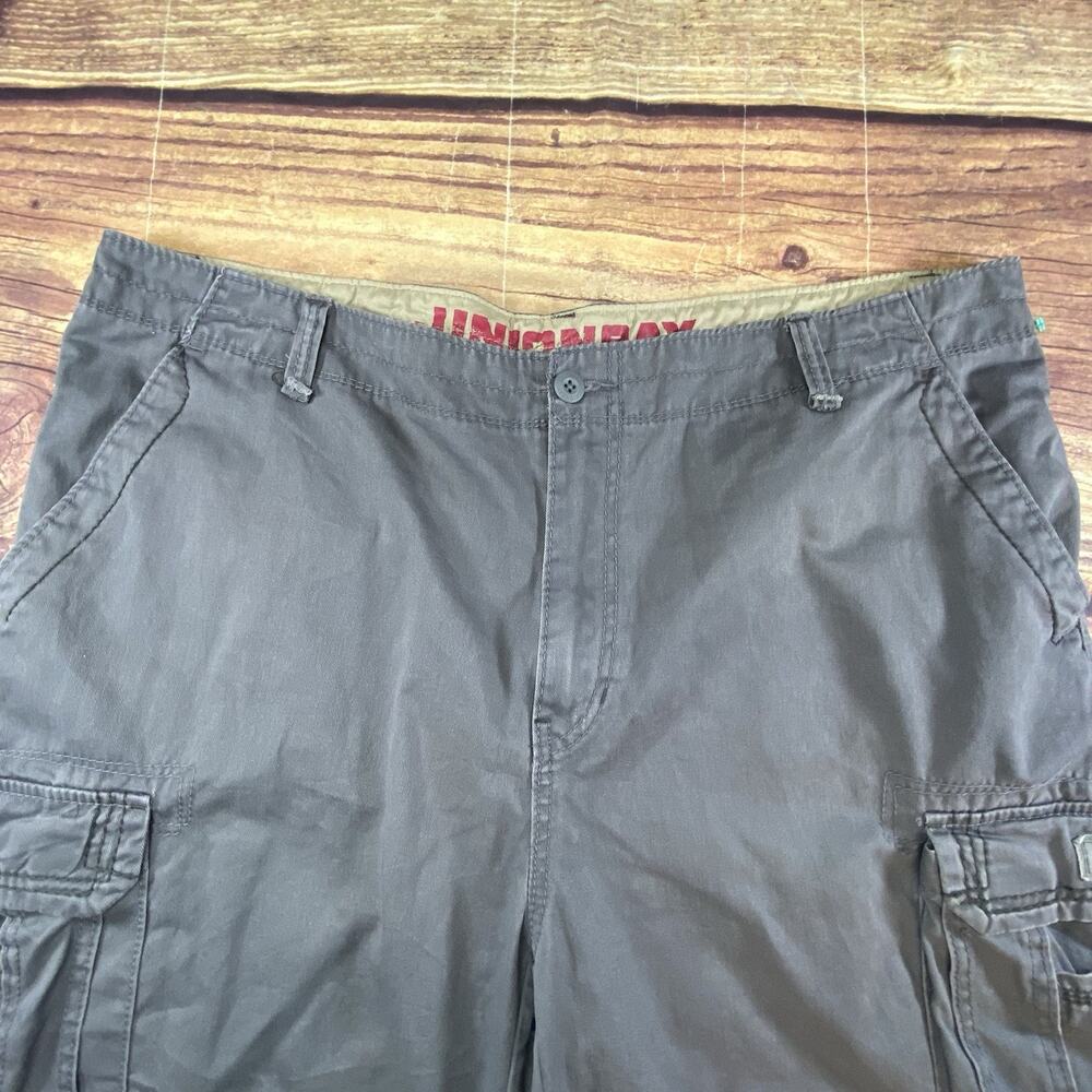 Y2K Unionbay Men's Cargo Shorts Size 46 Gray Stretch Cotton Hiking Casual Skate - Picture 2 of 10